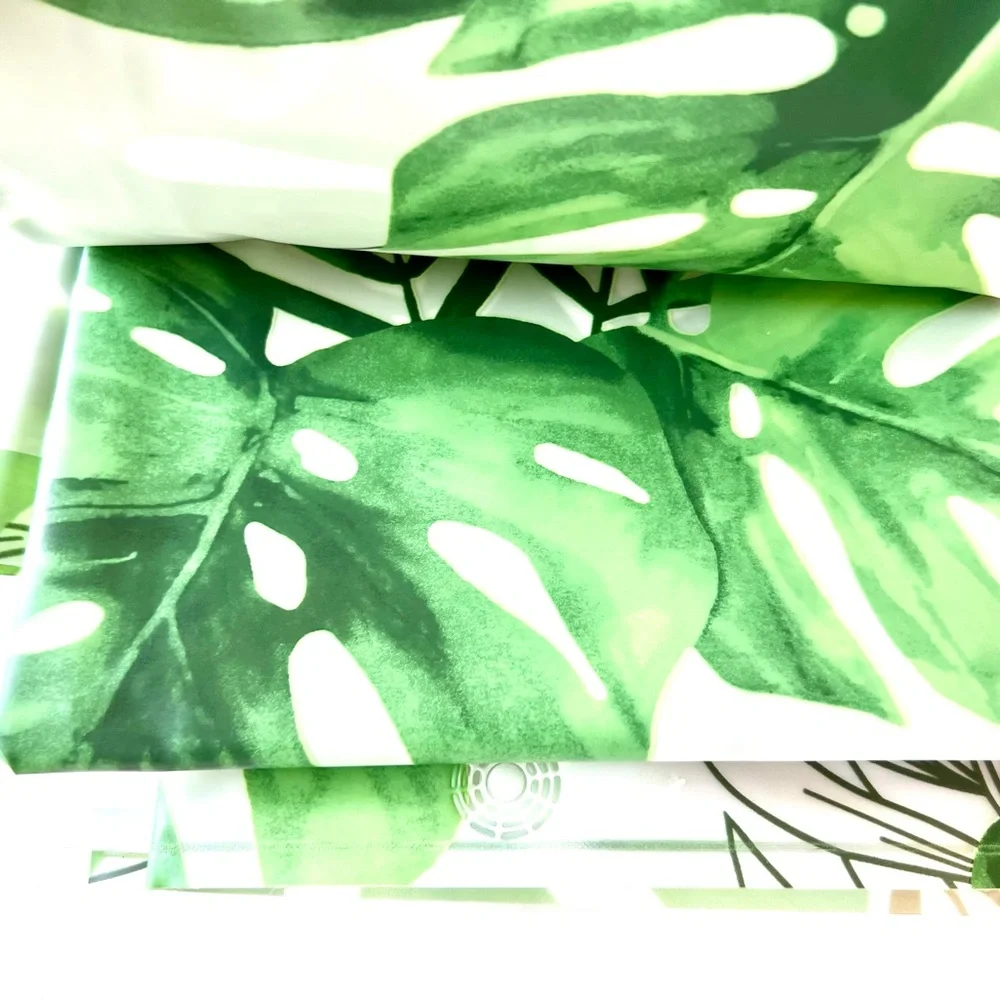 Tropical Green & Gold Leaves Peva Shower Curtain Jungle